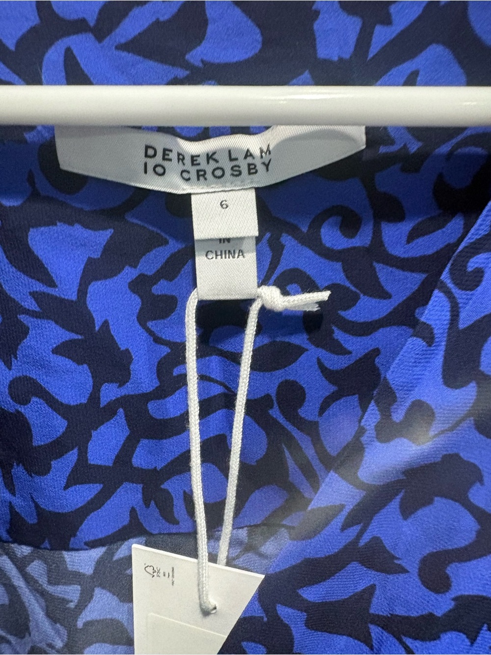 Derek Lam Blue and Black Printed V-Neck Mini Dress - Picture 5 of 11